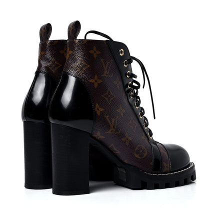 Louis Vuitton Patent Calfskin Monogram Star Trail Ankle Boots 38.5 Black 3 of 5
