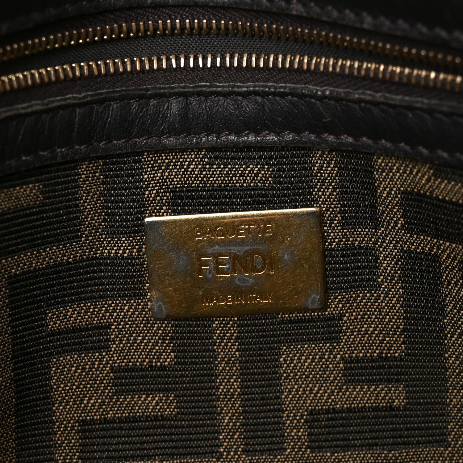 Fendi Fabric Jacquard FF 1974 Medium Baguette Tobacco Moro Black 6 of 10