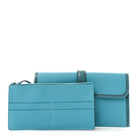 Swift Lizard Jige Elan Touch Duo Clutch Bleu Paon Mykonos