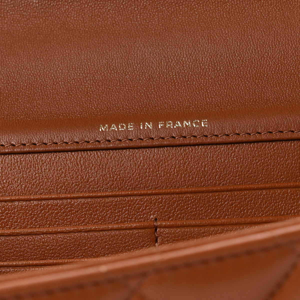 Lambskin Quilted Top Handle Long Clutch With Chain Brown