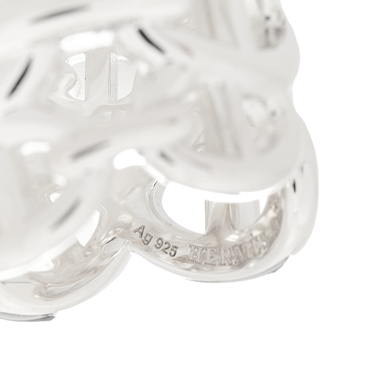Hermes Sterling Silver GM Chaine d'Ancre Enchainee Band Ring 50 5.5 5 of 6