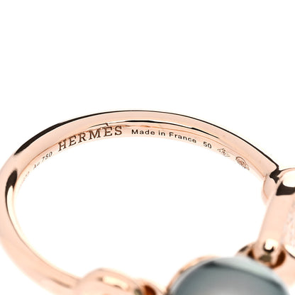 Hermes 18K Rose Gold Diamond Tahitian Pearl Albertine Ring 50 5.25 5 of 6