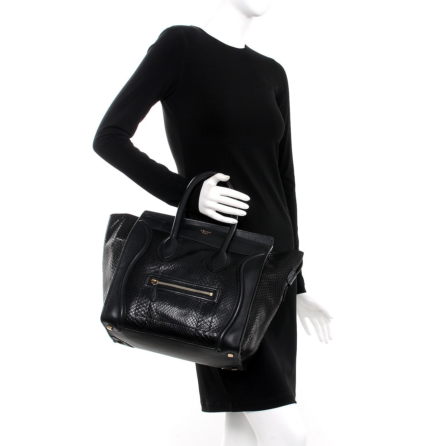 Celine Python Mini Luggage Black 2 of 13