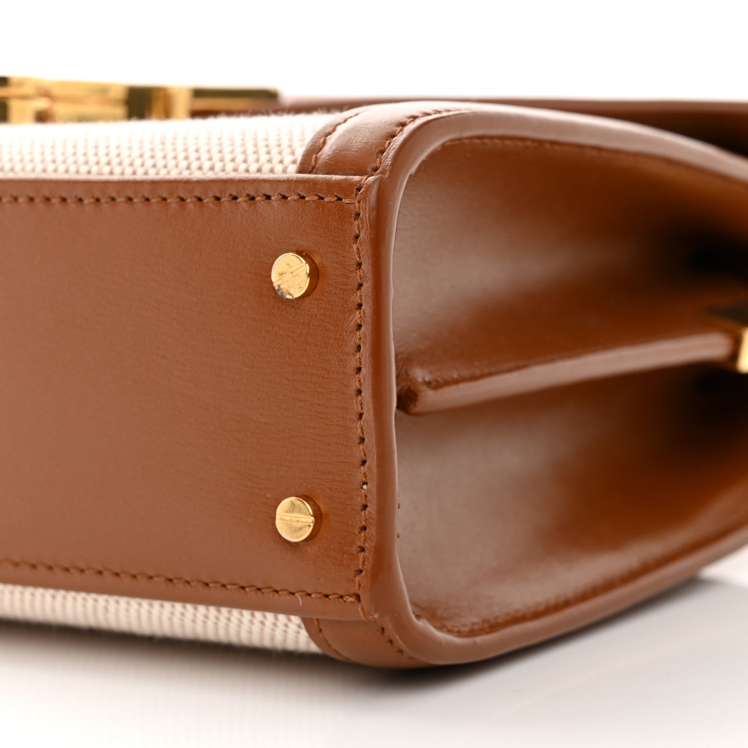 Saint Laurent Canvas Calfskin Mini Classic Monogram Cassandra Top Handle Tan Natural 10 of 10