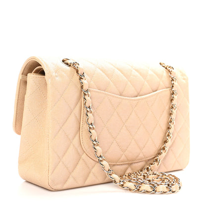 Chanel Iridescent Caviar Quilted Medium Double Flap Beige 3 of 9