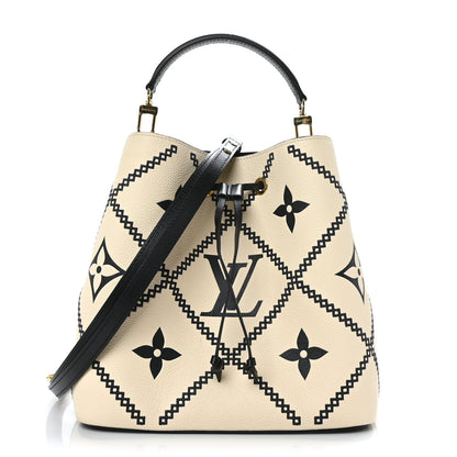 Louis Vuitton Empreinte Monogram Giant Broderies Neonoe MM Cream Black 1 of 13