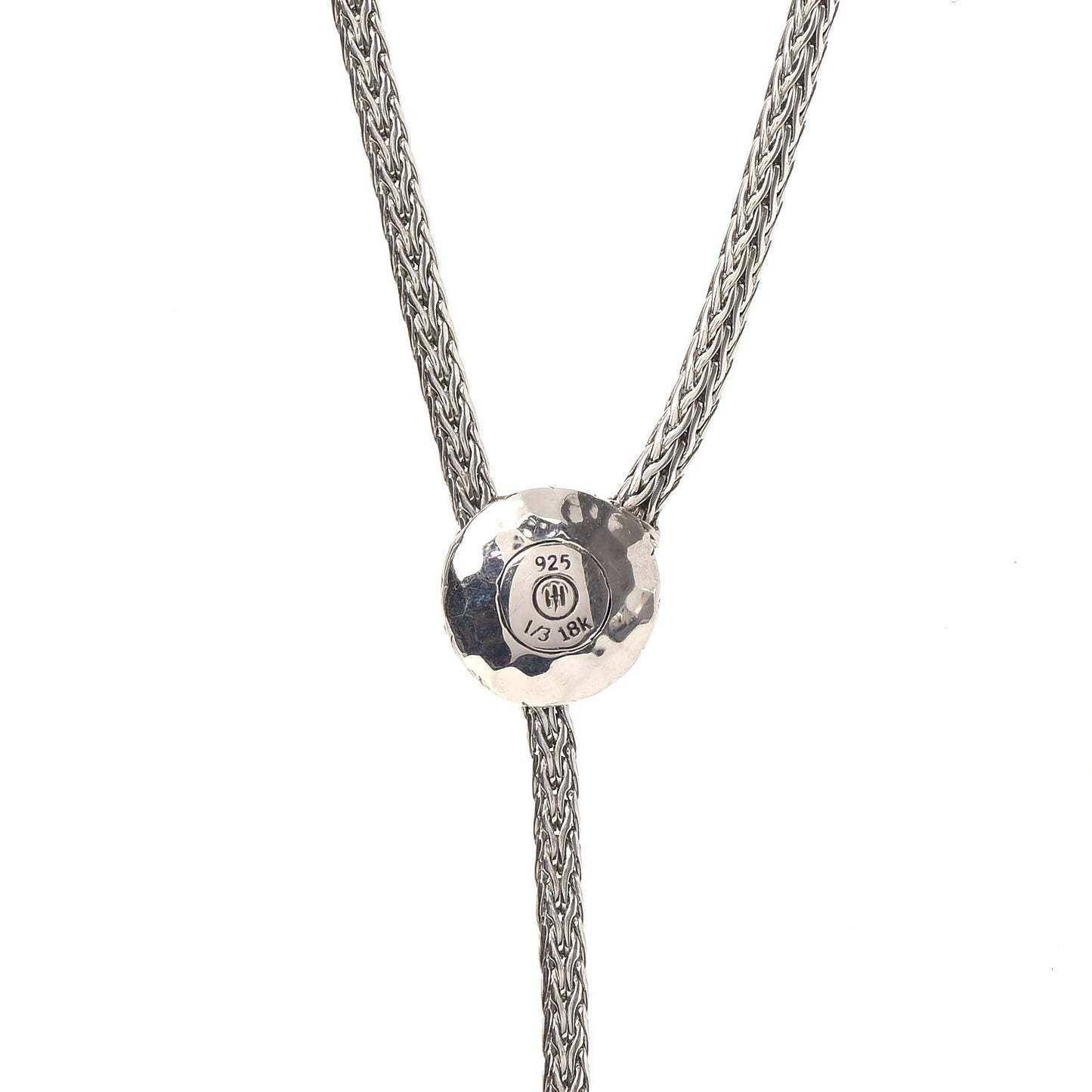 Sterling Silver 18K Yellow Gold Classic Chain Hammered Y Necklace
