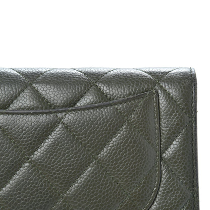Chanel Caviar Quilted Large Flap Wallet Dark Green 11 of 17