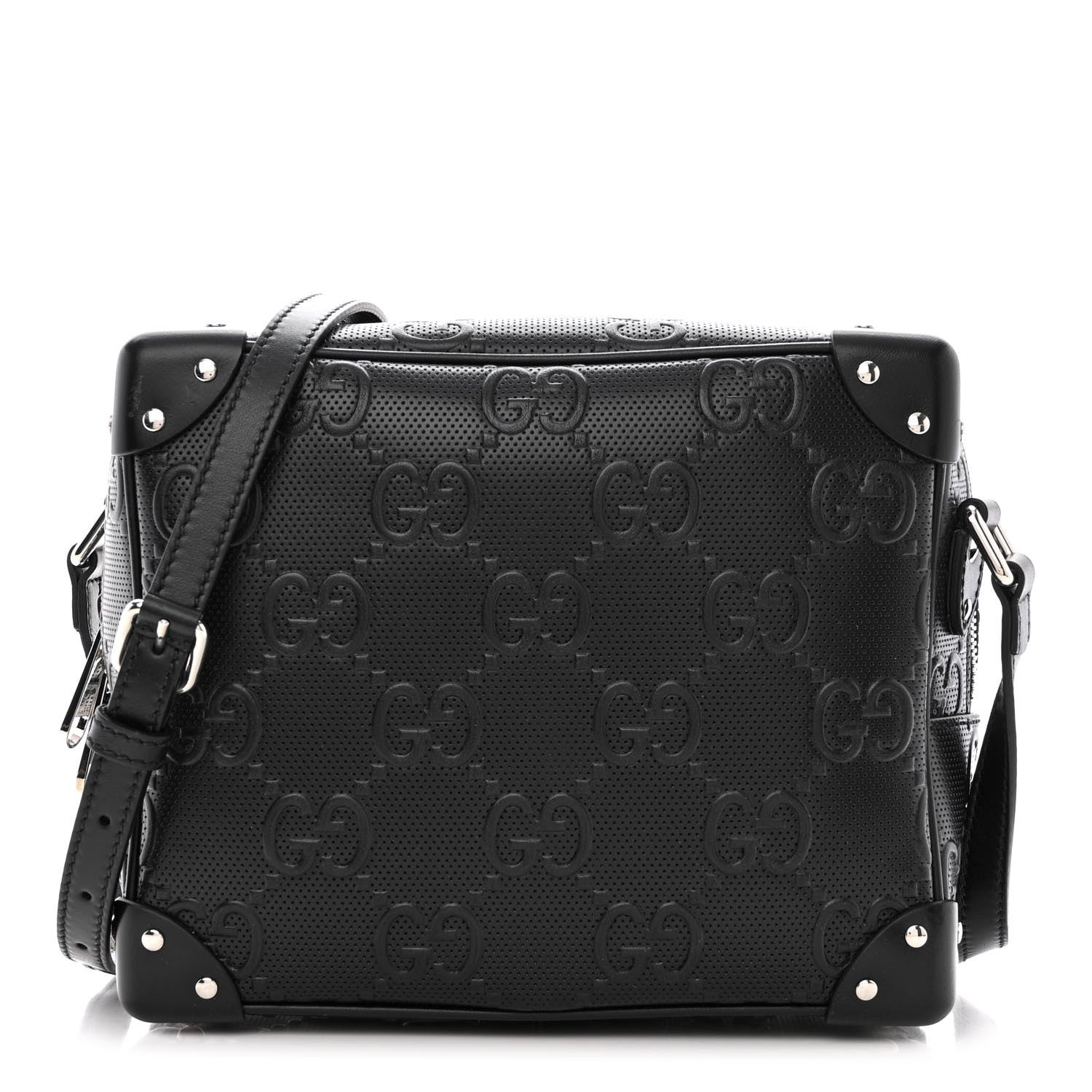 Gucci Calfskin GG Tennis Embossed Square Messenger Bag Black 1 of 10