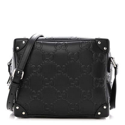 Gucci Calfskin GG Tennis Embossed Square Messenger Bag Black 1 of 10