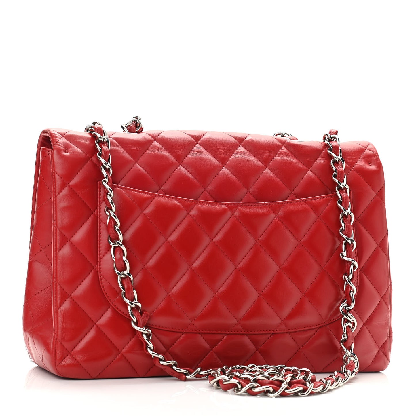 Lambskin Quilted Jumbo Double Flap Red