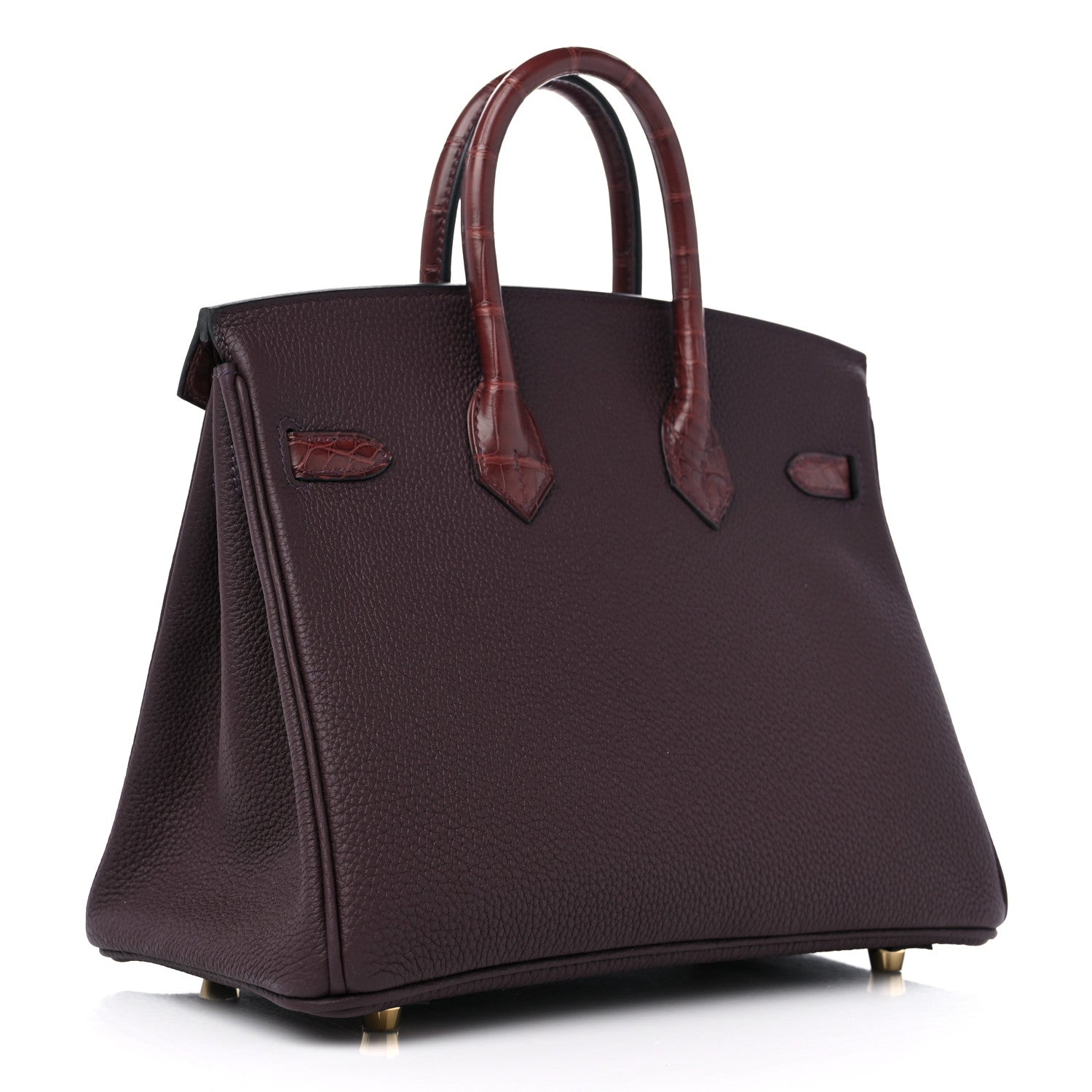 Hermes Togo Matte Alligator Birkin Touch 25 Rouge Sellier Bourgogne 2 of 10