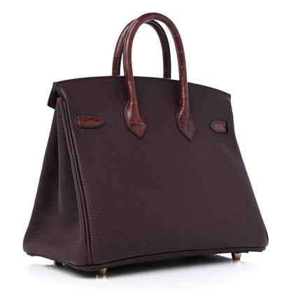 Hermes Togo Matte Alligator Birkin Touch 25 Rouge Sellier Bourgogne 2 of 10