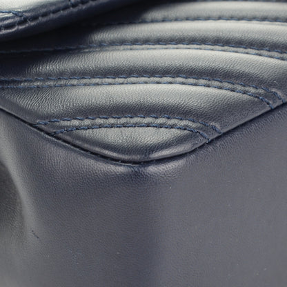 Chanel Lambskin Chevron Double Stitch Medium Single Flap Navy 8 of 11