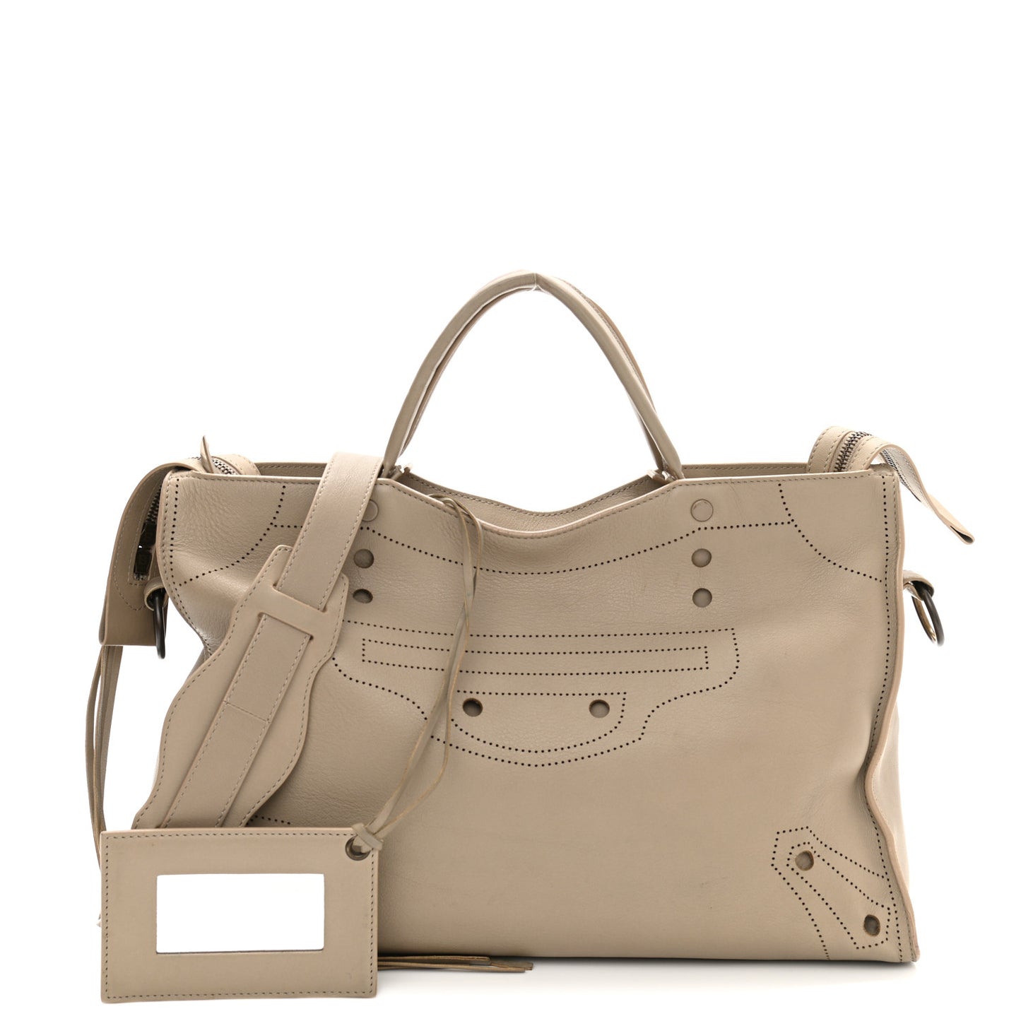 Veau Soyeux Perforated Blackout Hardware City Gris Cendre