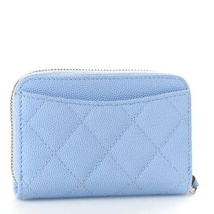 Chanel Caviar Quilted Zip Coin Purse Light Blue 3 of 9