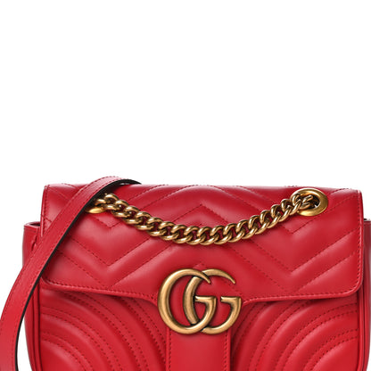 Gucci Calfskin Matelasse Mini GG Marmont Shoulder Bag Hibiscus Red 15 of 25