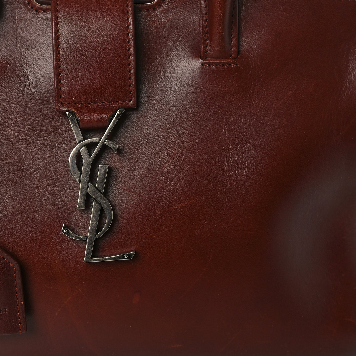 Calfskin Studded Woven Baby Monogram Downtown Cabas Brown