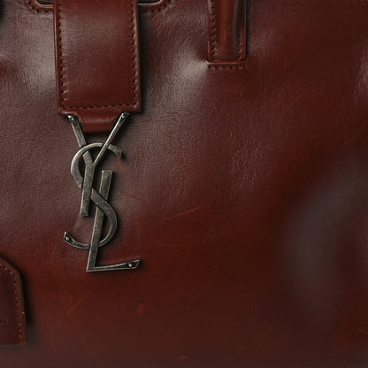 Saint Laurent Calfskin Studded Woven Baby Monogram Downtown Cabas Brown 8 of 10