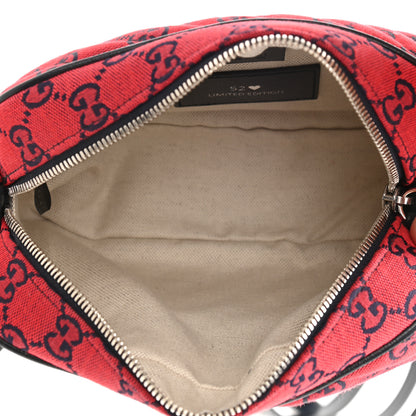Gucci Monogram Multicolor Matelasse Diagonal Small GG Marmont Chain Shoulder Bag Red Blue 5 of 9