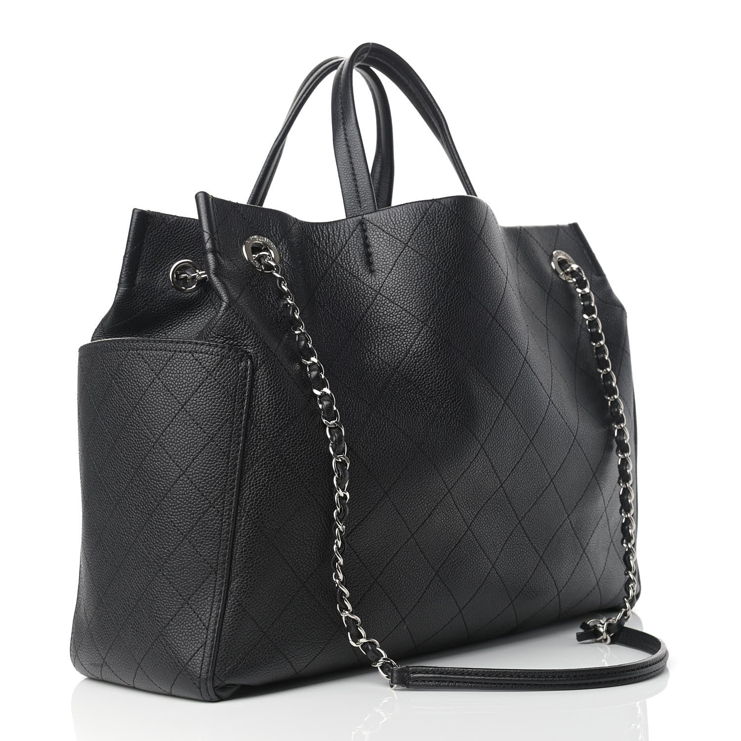 Chanel Grained Calfskin CC Pocket Tote Black 4 of 10