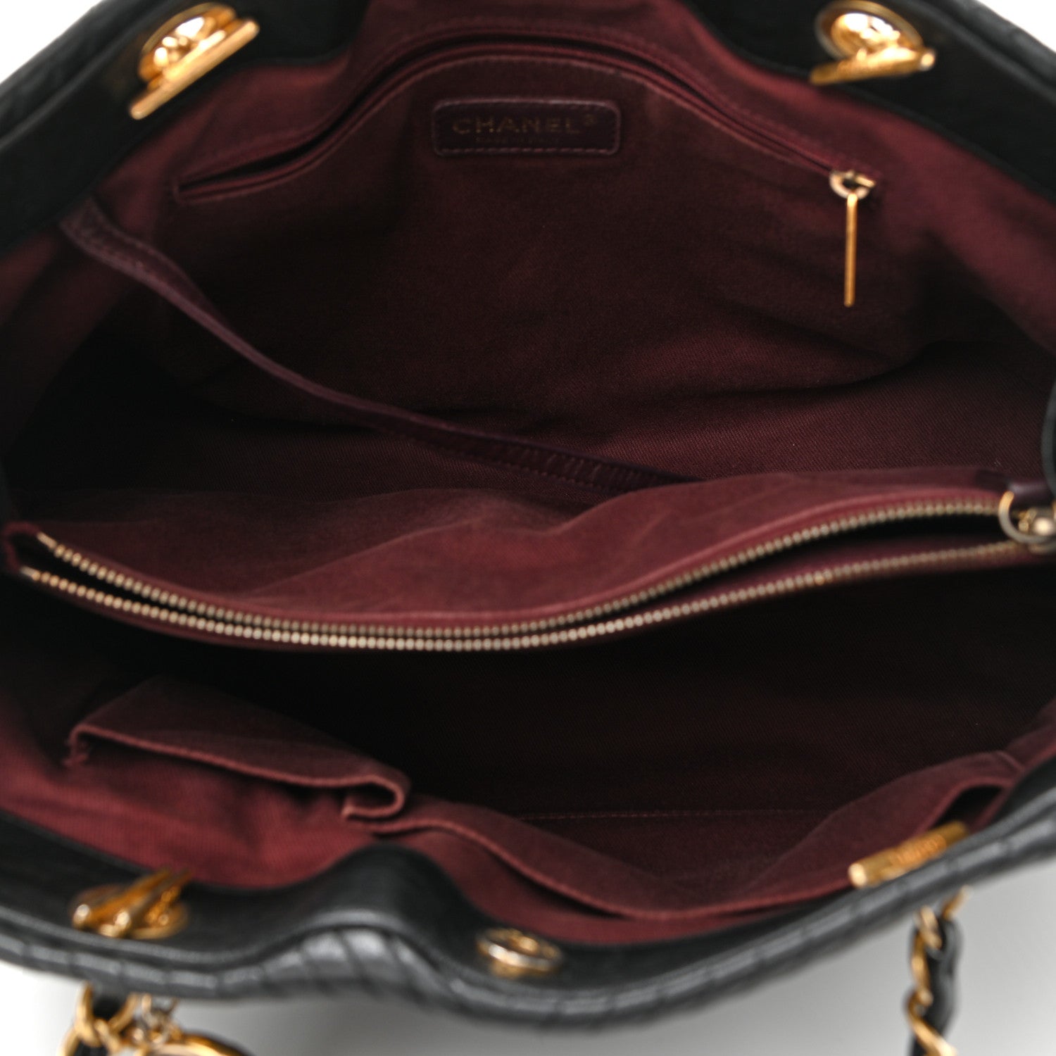 Chanel Wrinkled Lambskin Chevron Quilted Surpique Tote Black 5 of 11