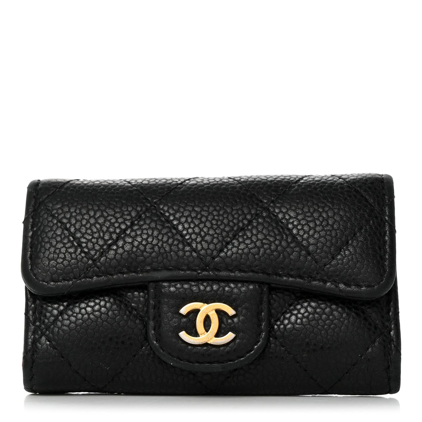 Caviar Quilted 6 Key Holder Black