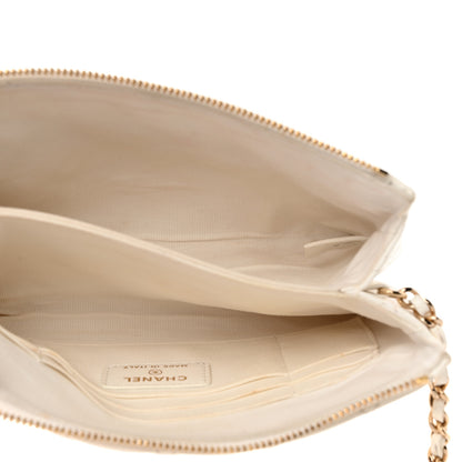 Chanel Shiny Crumpled Calfskin Quilted Clutch Bag White 5 of 11