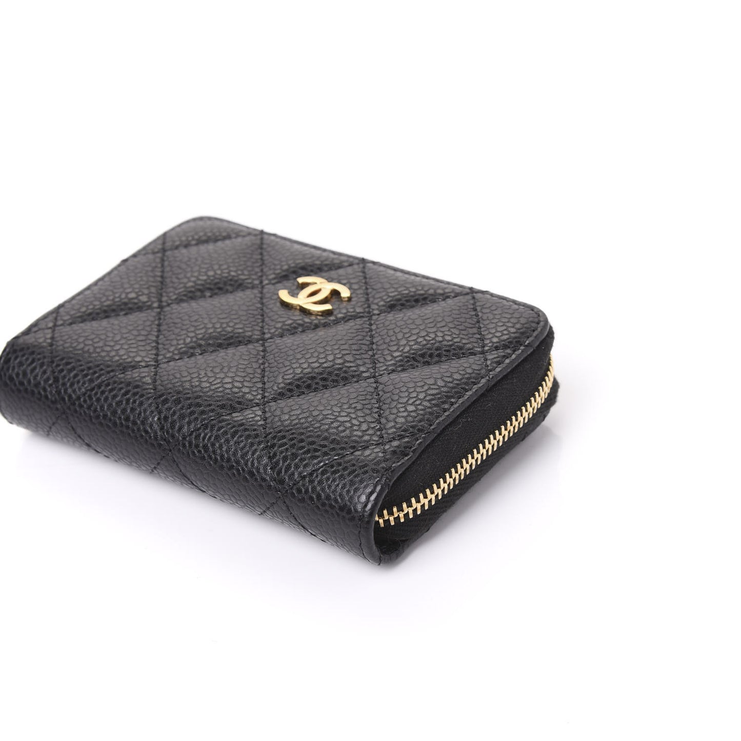 Caviar Quilted Zip Coin Purse Black