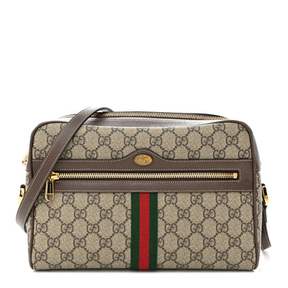 Gucci GG Supreme Monogram Web Small Ophidia Shoulder Bag Brown 1 of 12