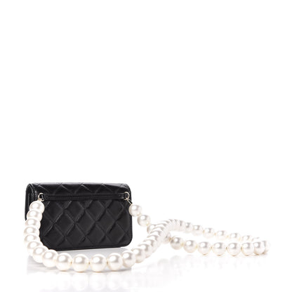 Chanel Calfskin Quilted Maxi Pearls Clutch With Chain Black 3 of 10
