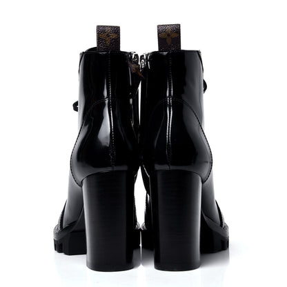 Louis Vuitton Patent Calfskin Monogram Star Trail Ankle Boots 36 Black 4 of 6