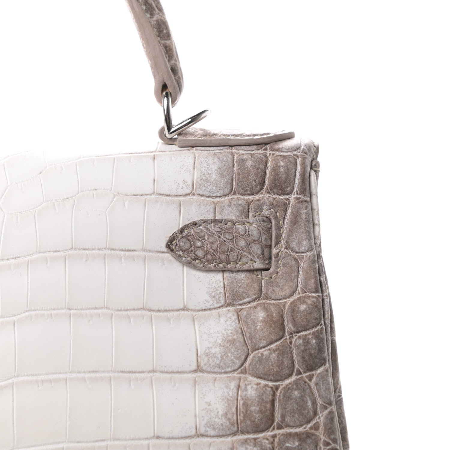 Hermes Matte Niloticus Crocodile Himalaya Kelly Retourne 28 White 17 of 23