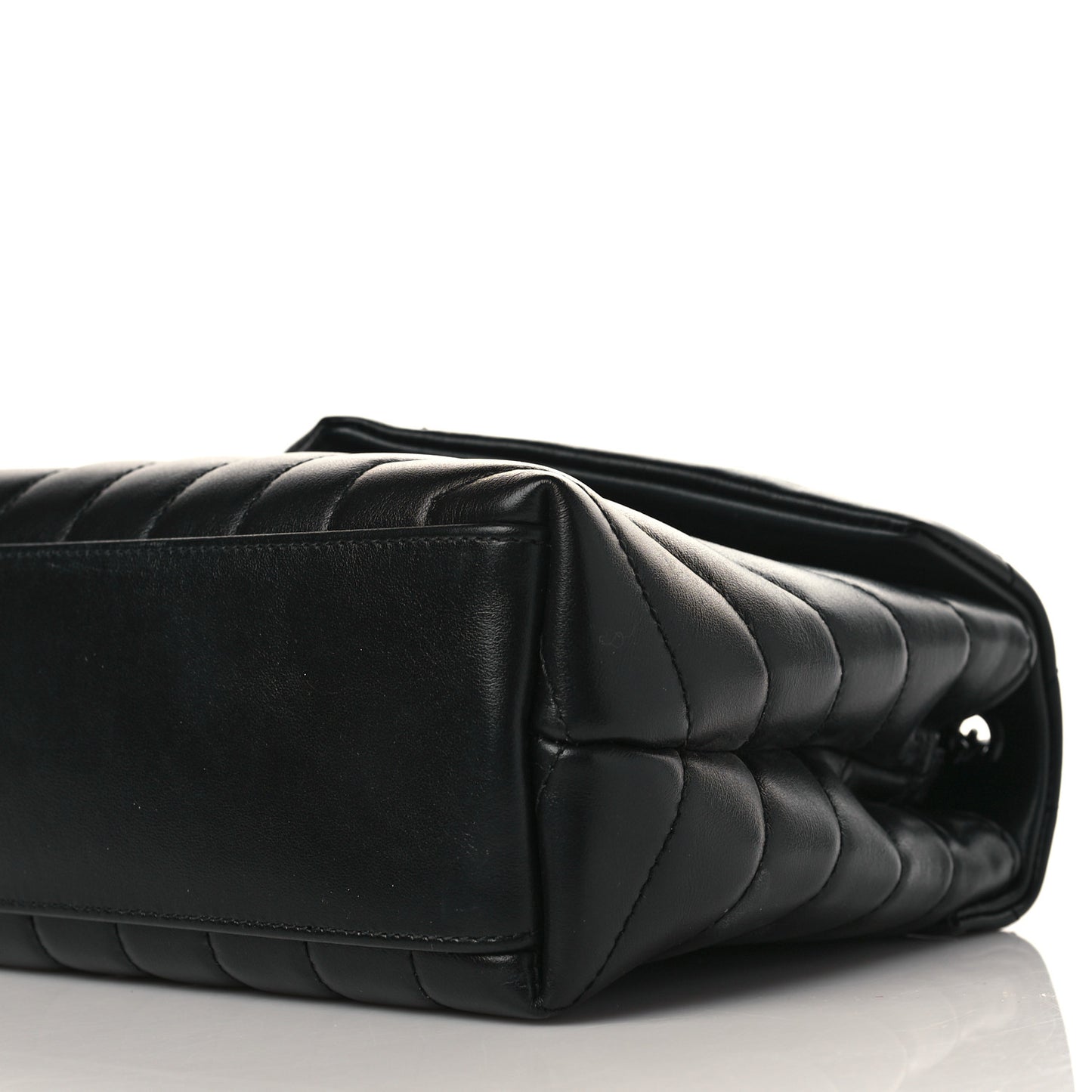 Calfskin Y Quilted Monogram Monochrome Small Loulou Chain Satchel Black
