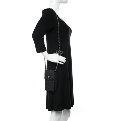 Chanel Caviar Quilted Bow Phone Holder Black 2 of 10