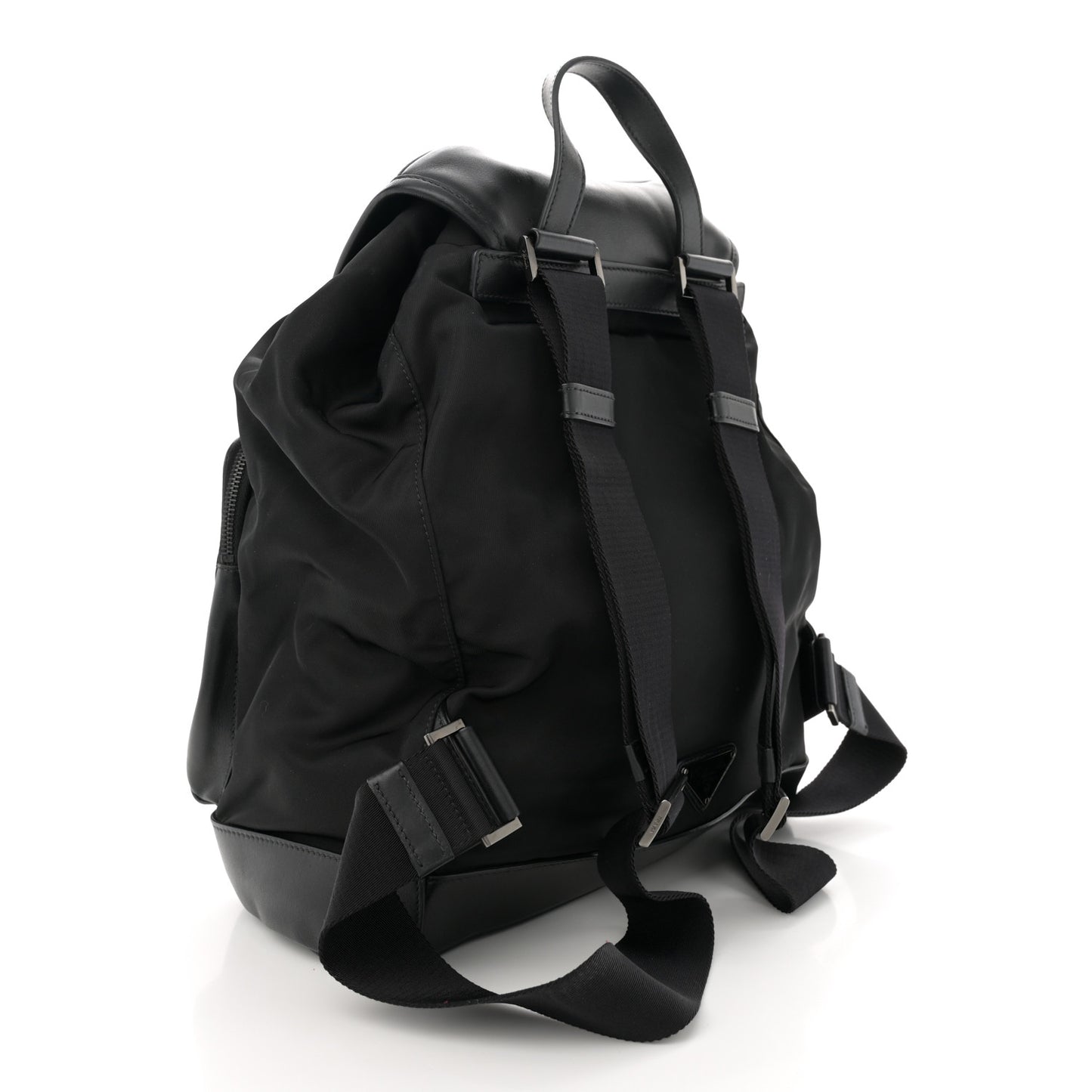 Tessuto Nylon Soft Calfskin Pocket Backpack Black