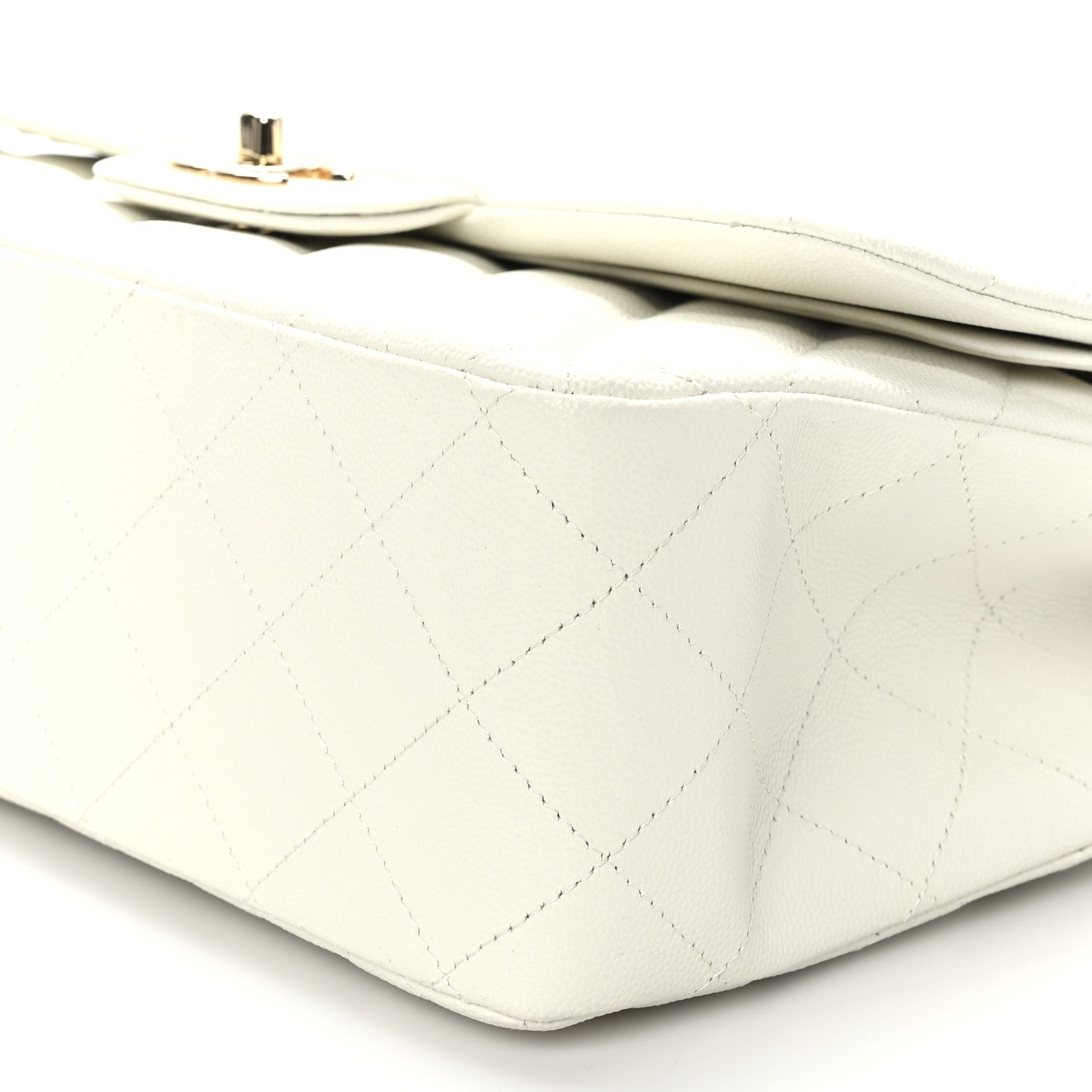 Chanel Caviar Quilted Jumbo Double Flap White 9 of 9