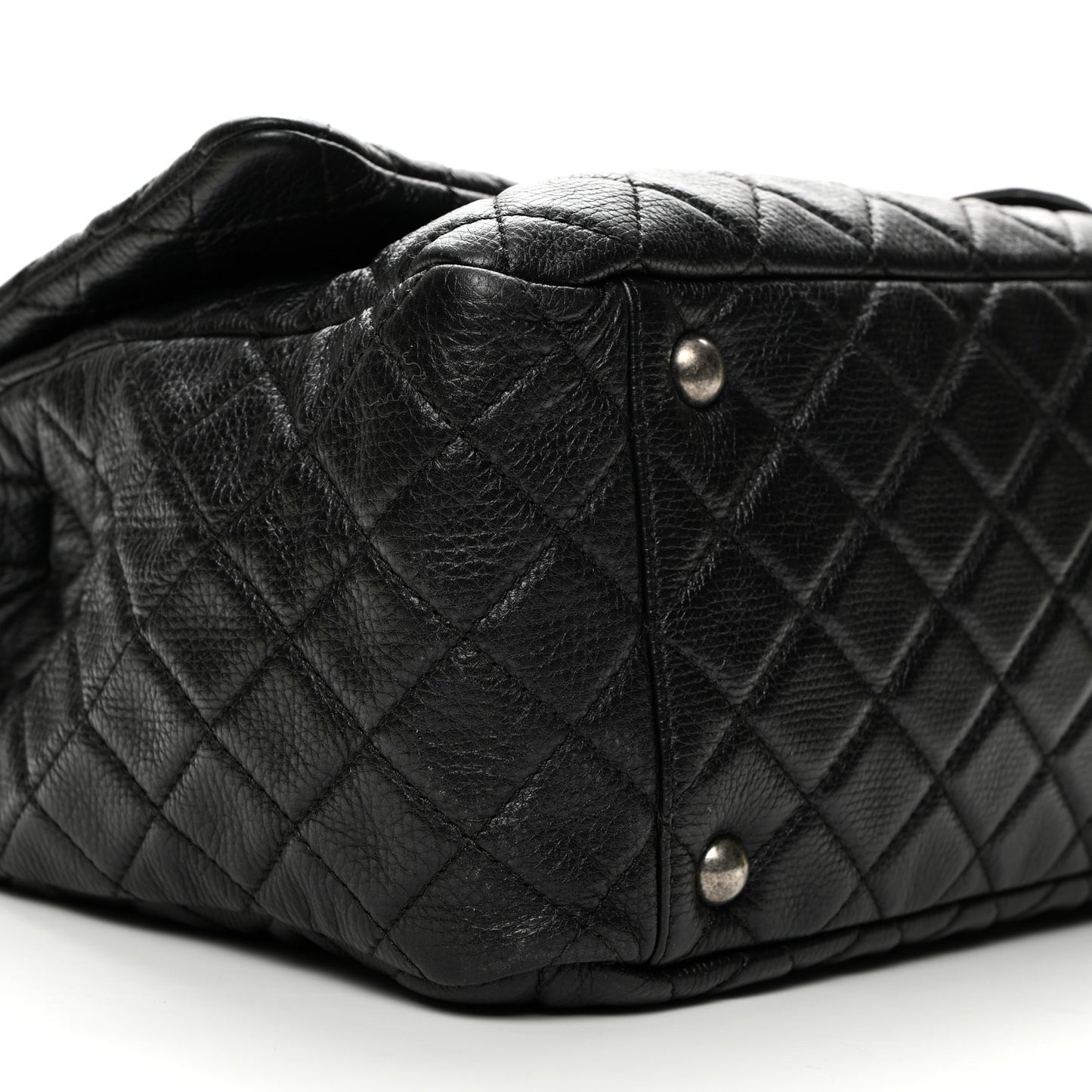 Calfskin Quilted XXL Travel Flap Bag Black