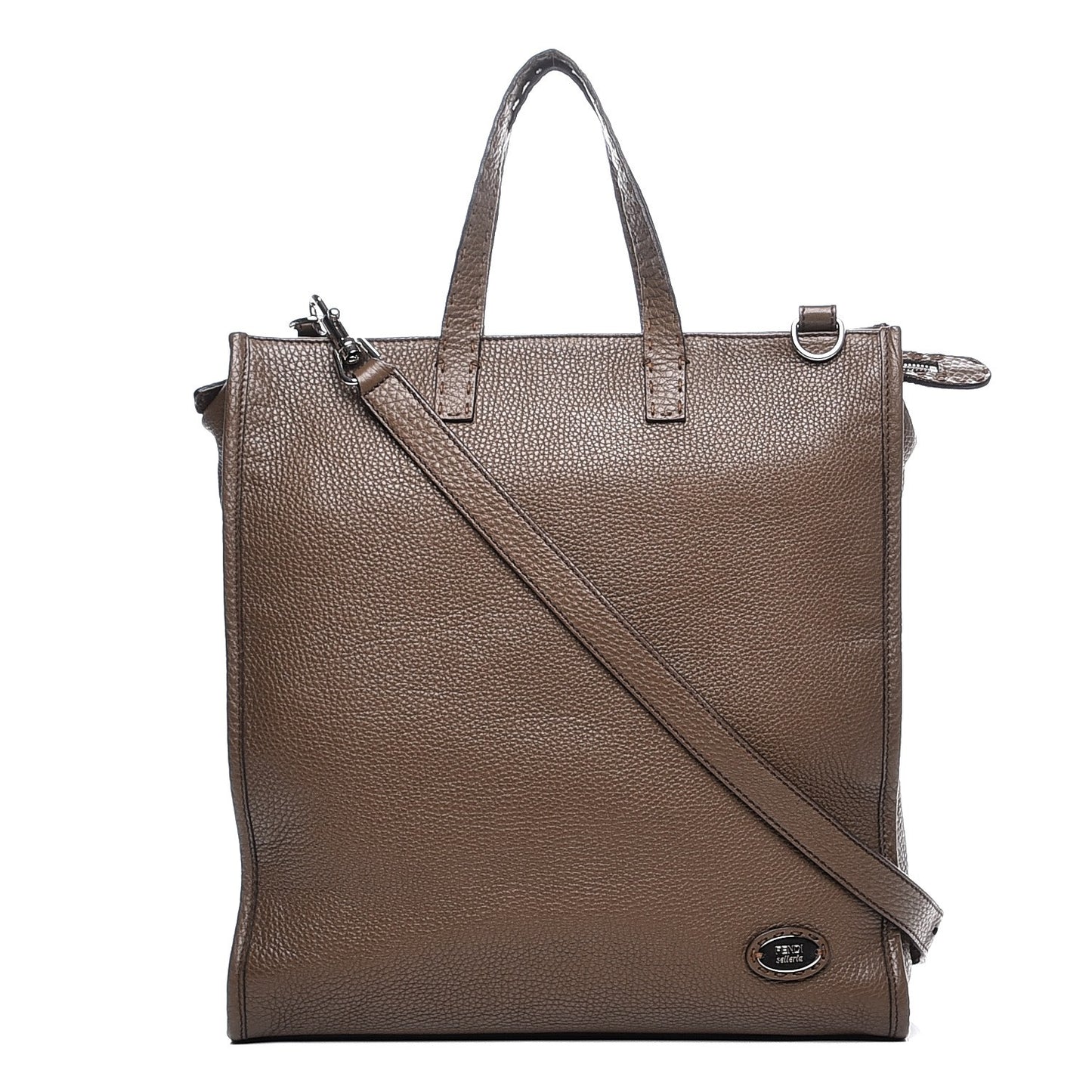 Calfskin Romano Selleria Shopping Media Tote Moss