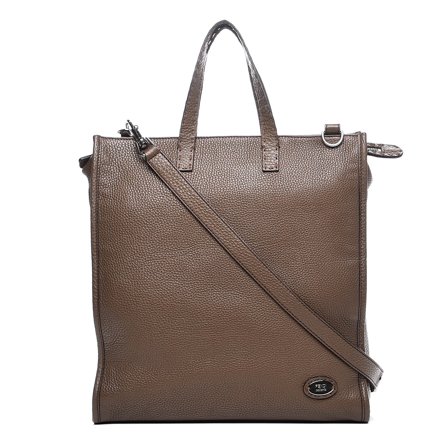 Fendi Calfskin Romano Selleria Shopping Media Tote Moss 1 of 11