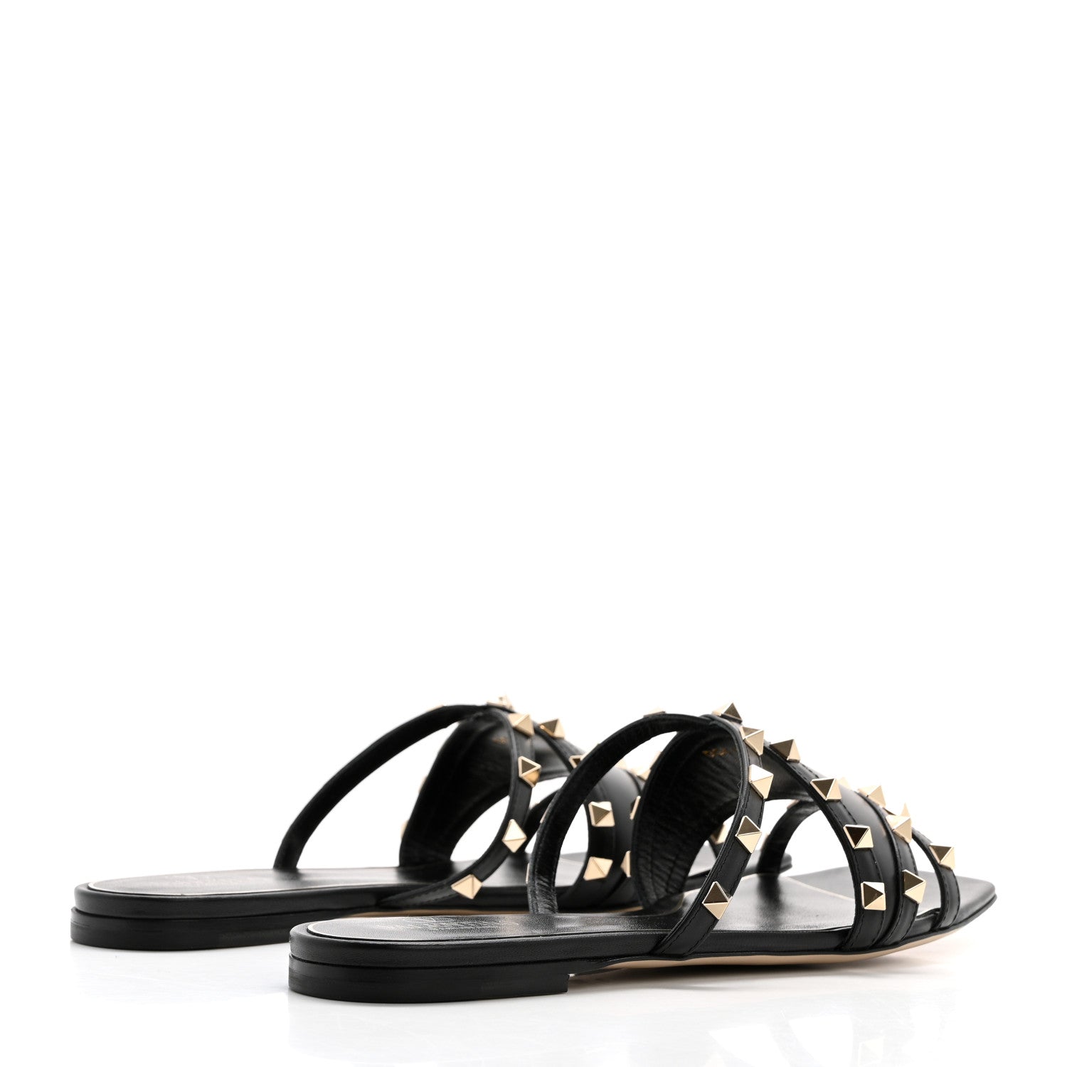 Valentino Garavani Calfskin Rockstud Slide Sandals 40 Black 4 of 9