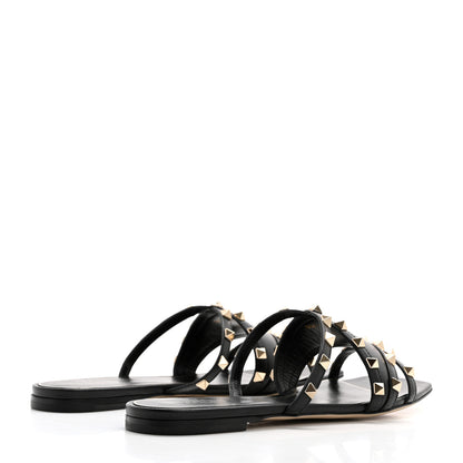 Valentino Garavani Calfskin Rockstud Slide Sandals 40 Black 4 of 9
