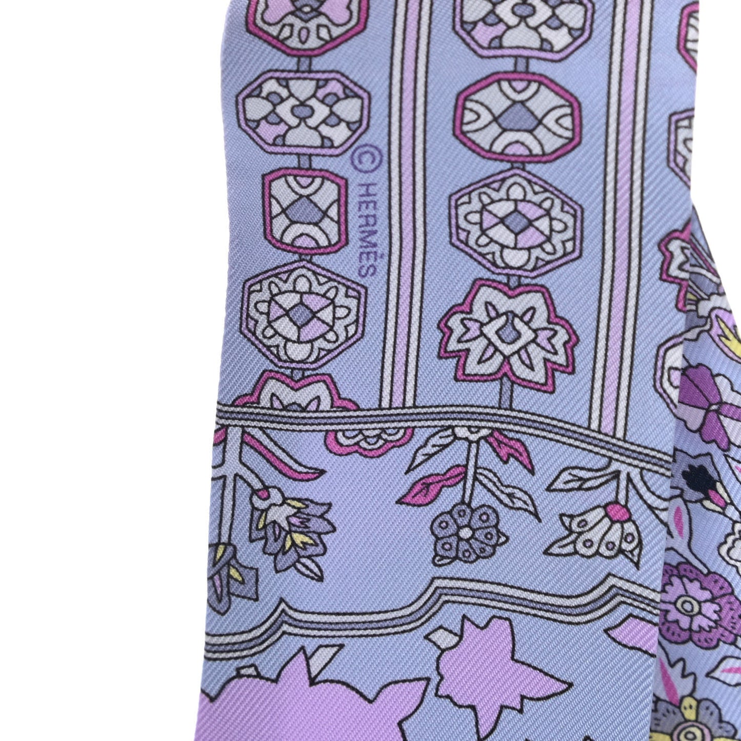 Silk Tapis Persans Twilly Rose Gris Bleuete Jaune Soufre