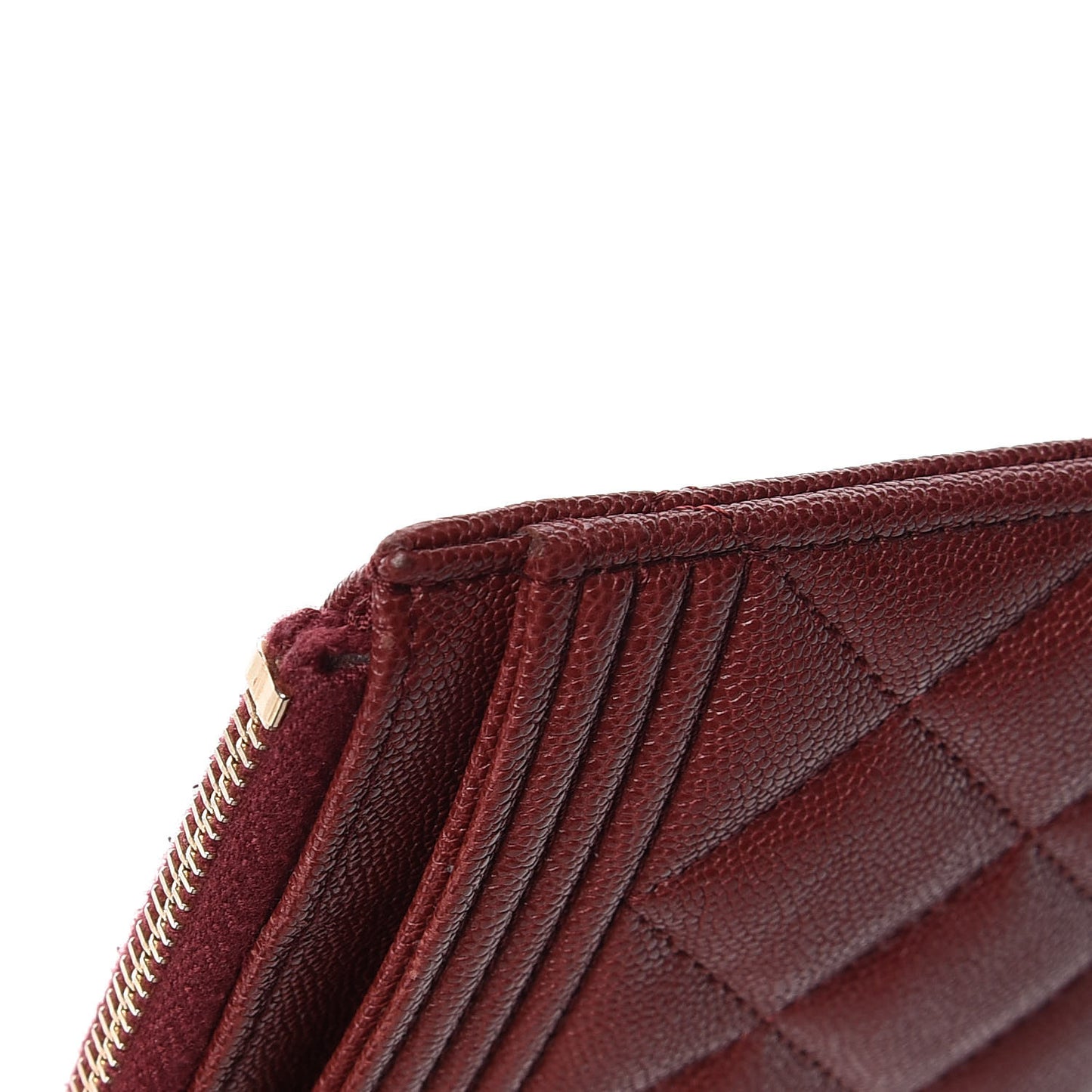Caviar Quilted Classic Zip Boy Pouch Burgundy