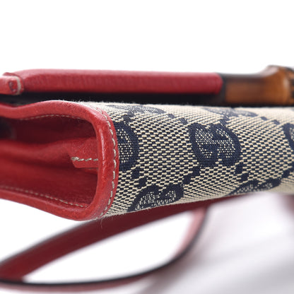 Gucci Monogram Bamboo Bar Clutch Navy Red 9 of 12
