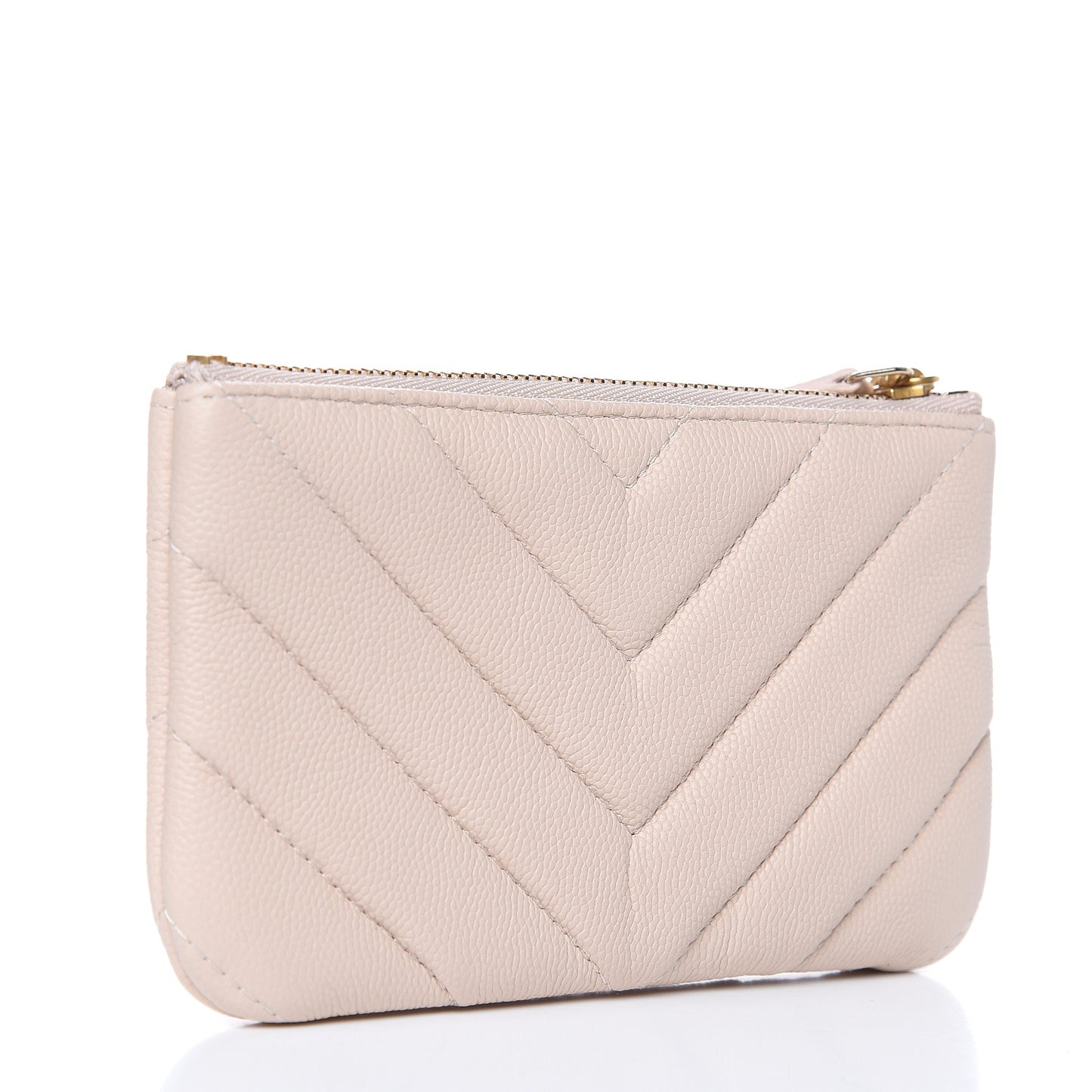 Caviar Chevron Quilted Small Ancient Greek Charms Cosmetic Case Light Pink