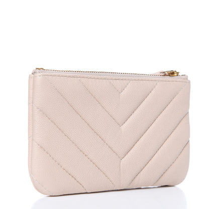 Chanel Caviar Chevron Quilted Small Ancient Greek Charms Cosmetic Case Light Pink 3 of 8