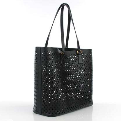 Prada Saffiano Perforated Tote Black 3 of 6