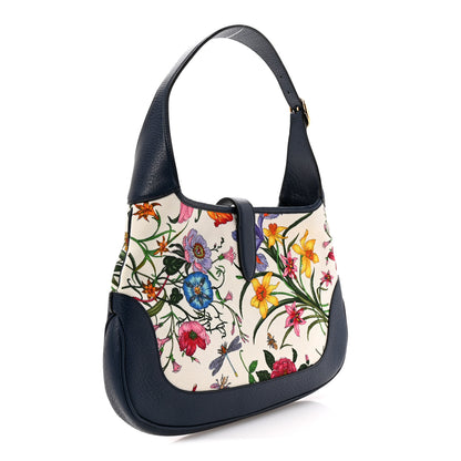 Gucci Canvas Flora Medium Jackie Hobo Blue Agata 4 of 23