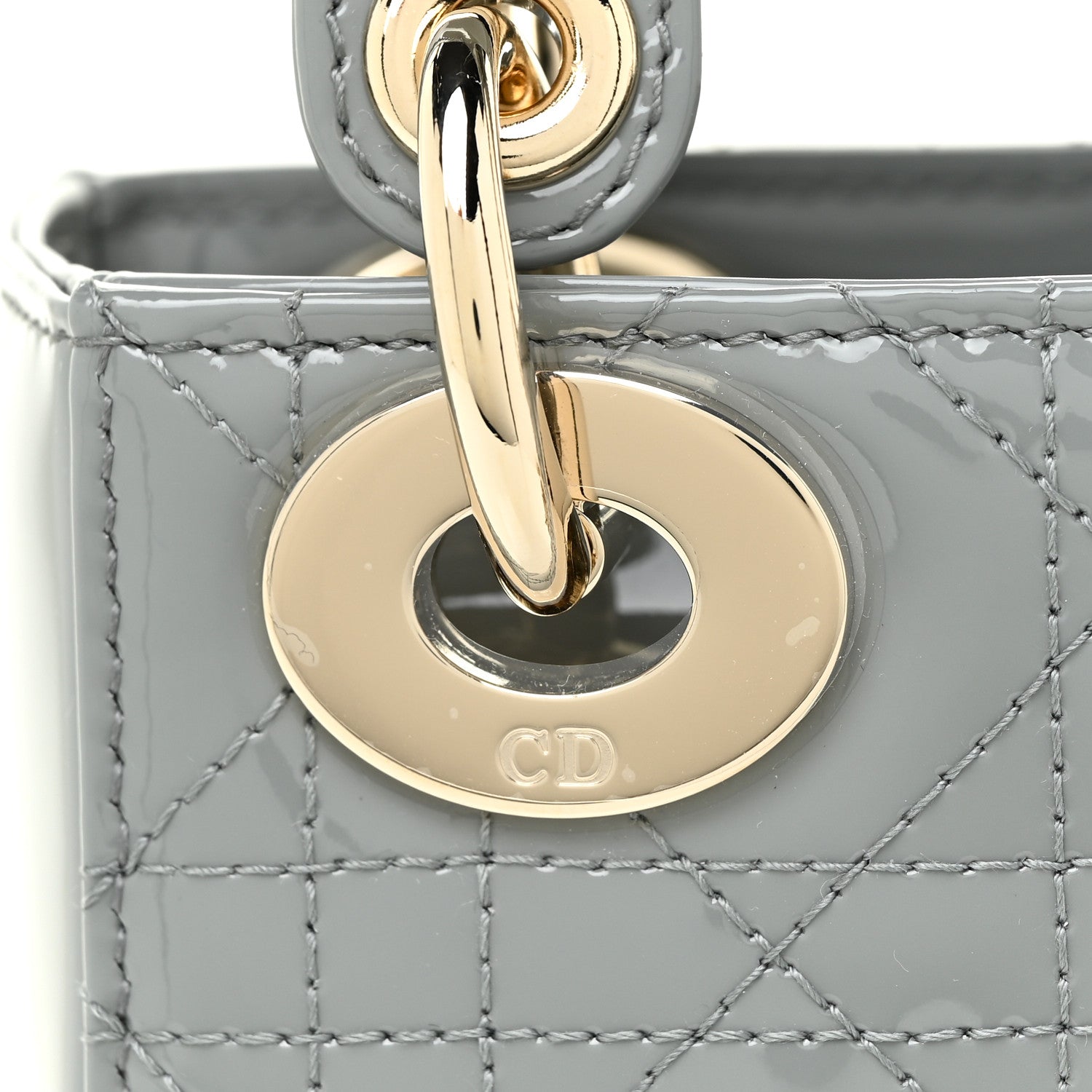 Christian Dior Patent Cannage Mini Lady Dior Grey Stone 11 of 12